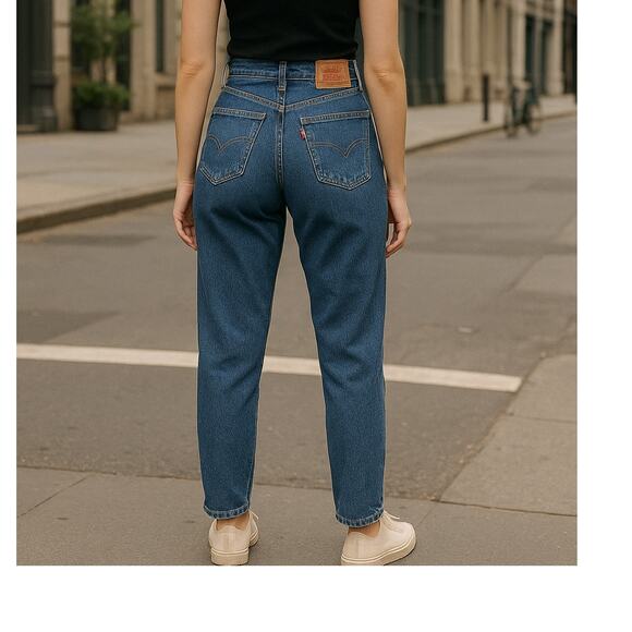 Vintage 90s Levis 550 High Waist Jeans Red Tab Tapered Dark Wash Mom Denim - Picture 1 of 11